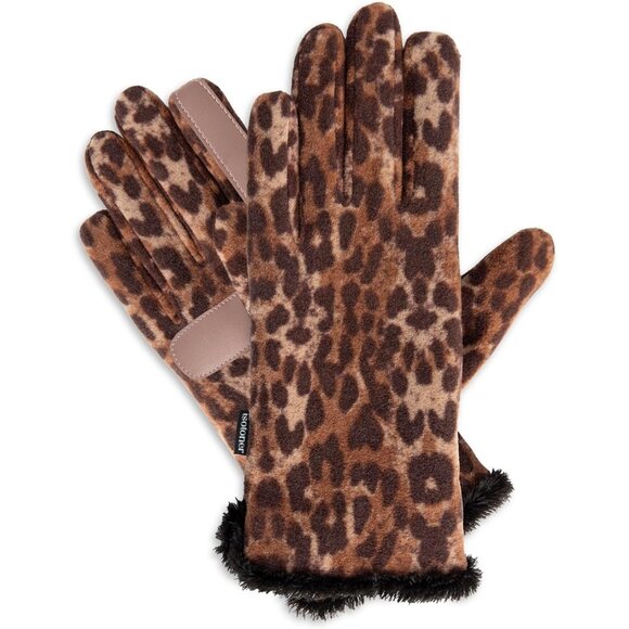 Women's Stretch Fleece Gloves With Microlux Lining and Touch Technology Leopard - Picture 4 of 6